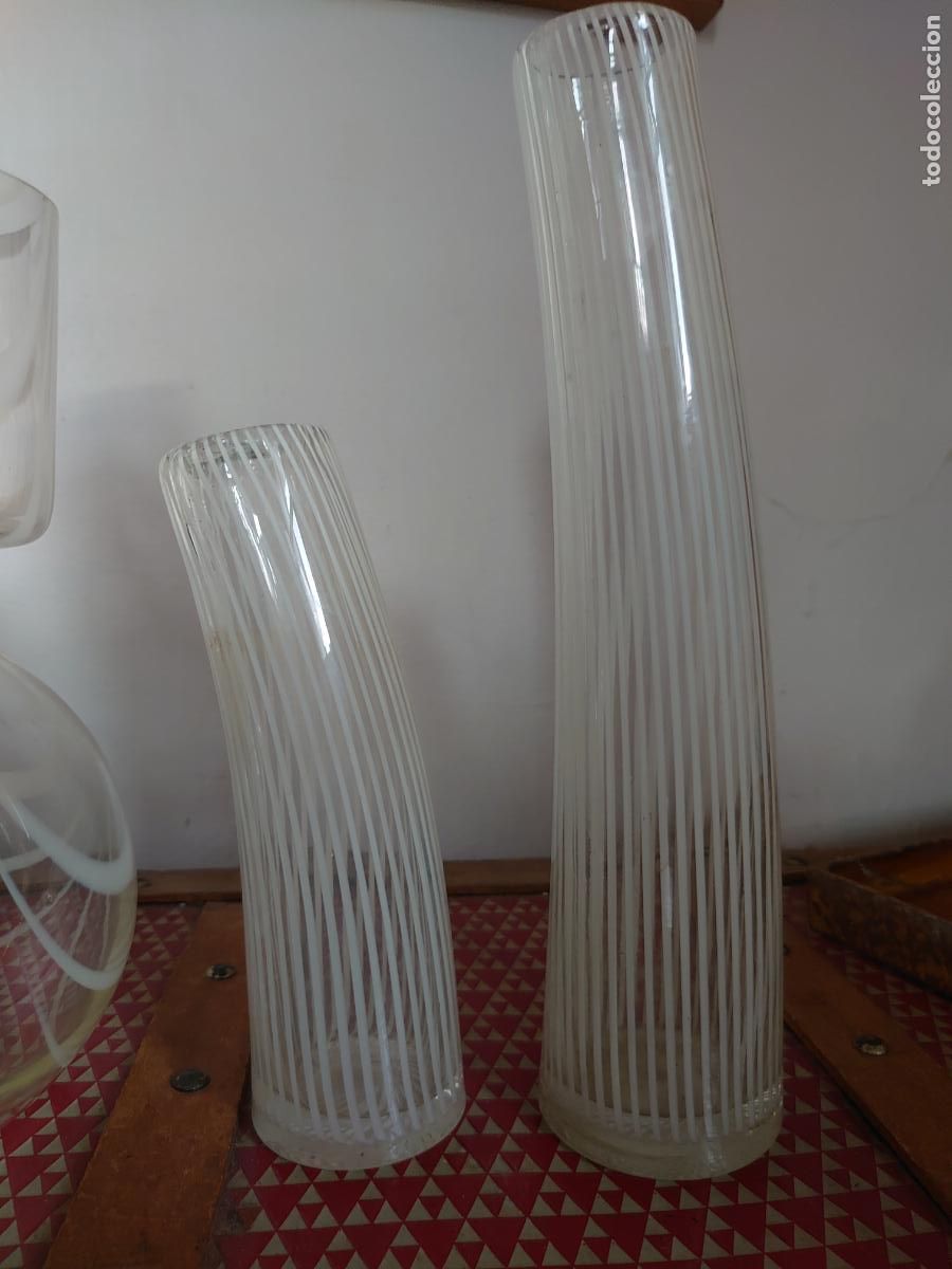 Vintage: LOTE DE 3 JARRONES DE VIDRIO VINTAGE.