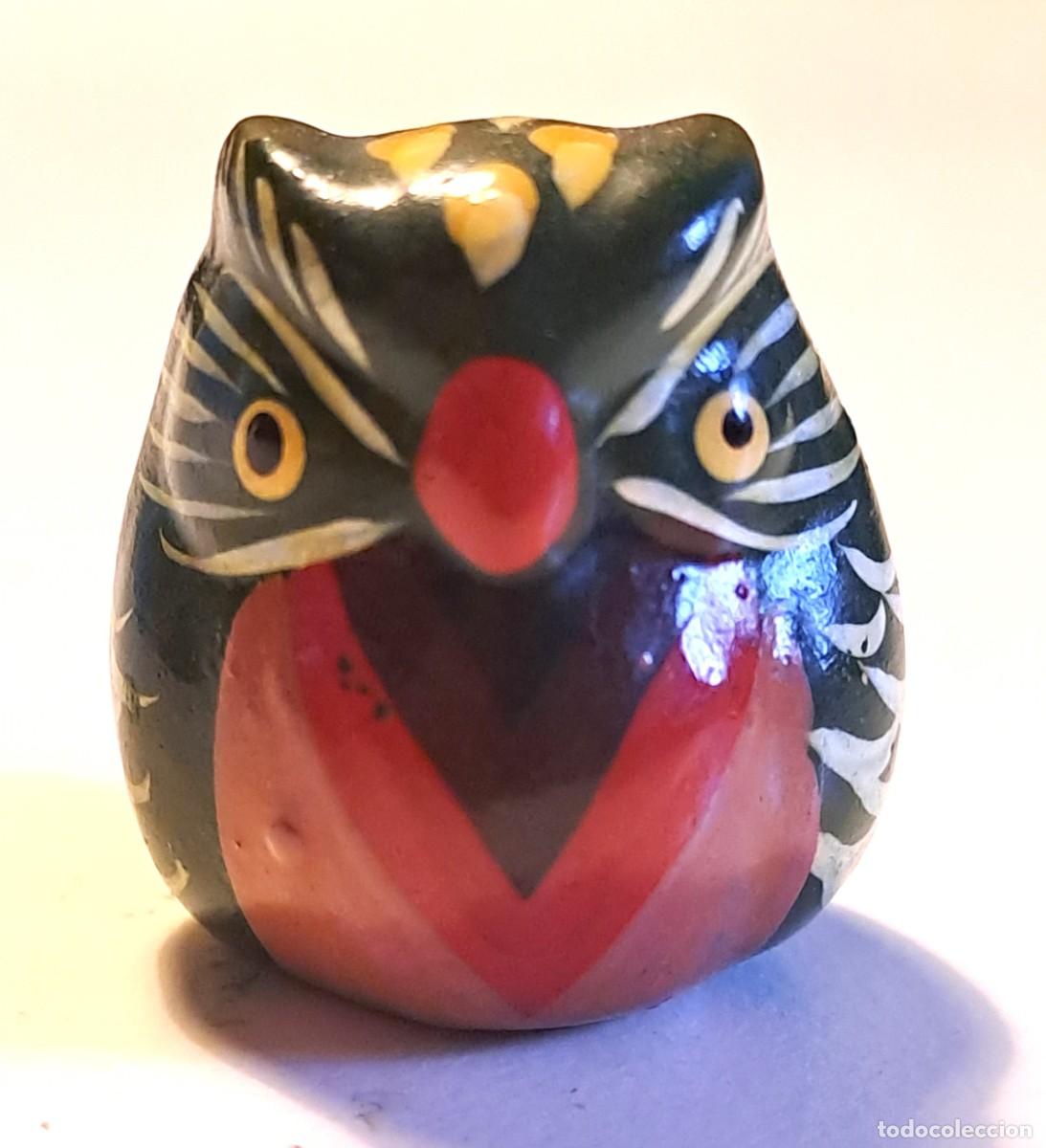 Vintage: PEQUE&Ntilde;A FIGURA DECORATIVA DE BUHO PINTADO (2,5 cm)