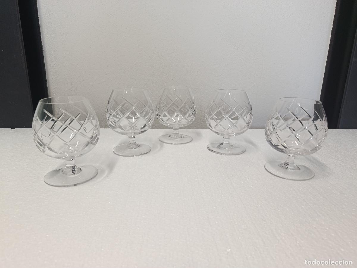 Vintage: LOTE 5 COPAS DE CRISTAL TALLADO VINGAGE. MYJ.