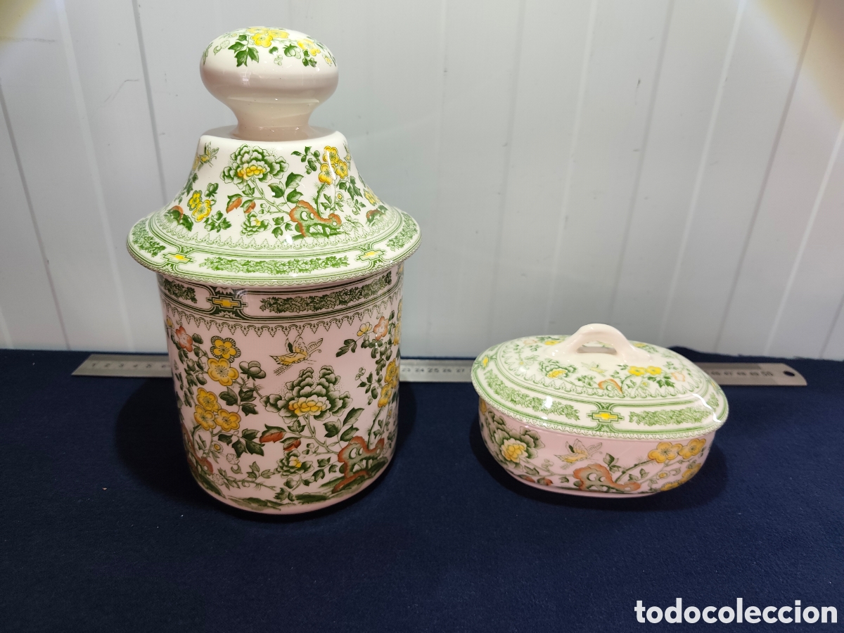 Vintage: Elegante Conjunto de Ba&ntilde;o Vintage San Claudio KANTONG - Tarro y Jabonera - Fabricado en Espa&ntilde;a