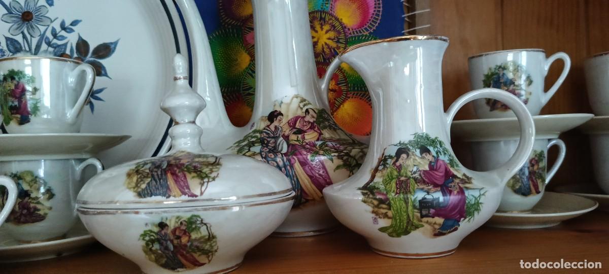 Vintage: Juego de caf&eacute; chino tornasolado
