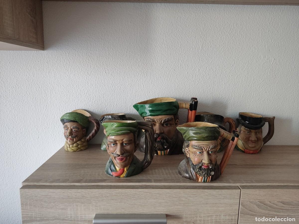 Vintage: Juego completo Jarras de Cerveza a&ntilde;os 70 cer&aacute;mica hechas a mano y numeradas taller Tuy