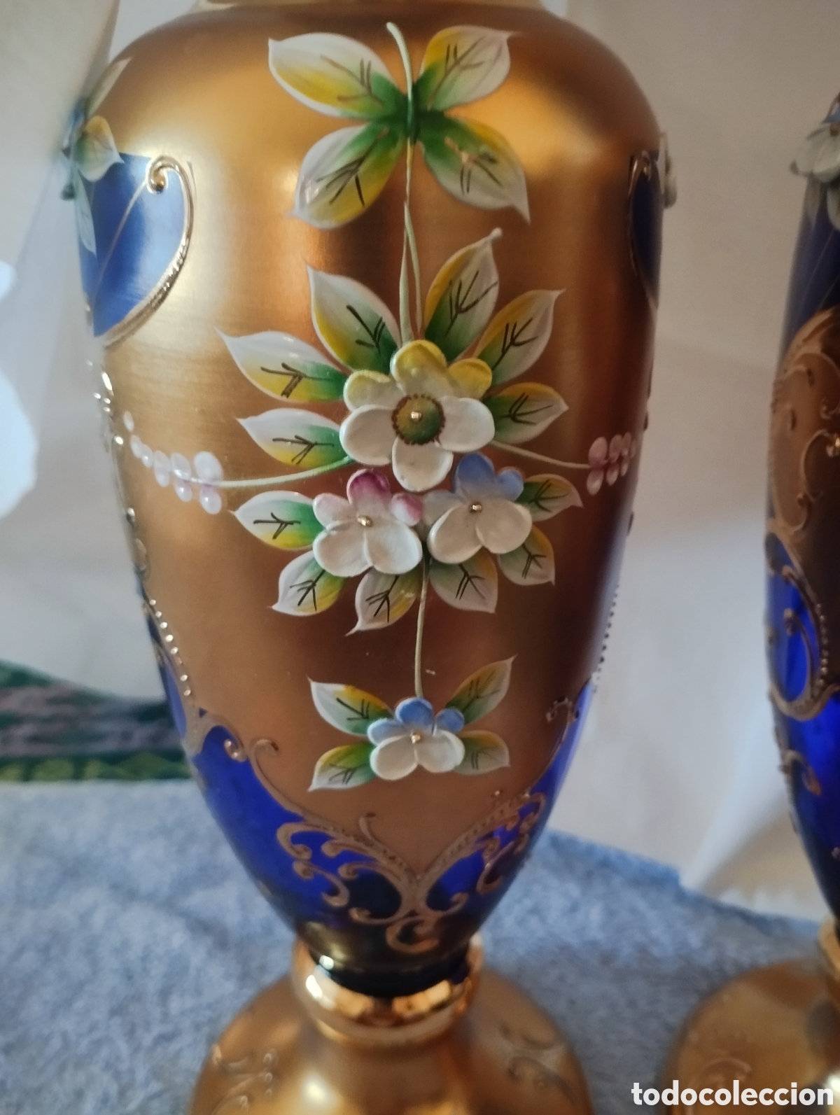 Vintage: Jarrones de cristal azul de Murano - Foto 2