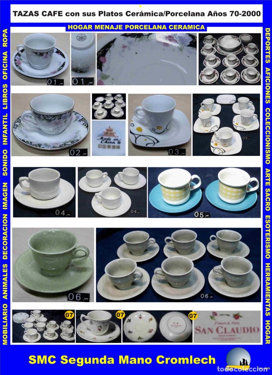 Vintage: LOTE TAZAS CAFE y PLATOS Cer&aacute;mica/Porcelana A&ntilde;os 70-2000 Calidad Pret&eacute;rita. Buen estado.
