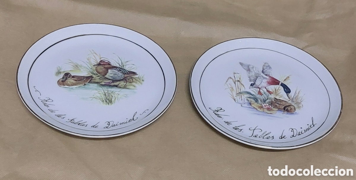 Vintage: 2 platos de porcelana de las Tablas de Daimiel con dibujo de patos