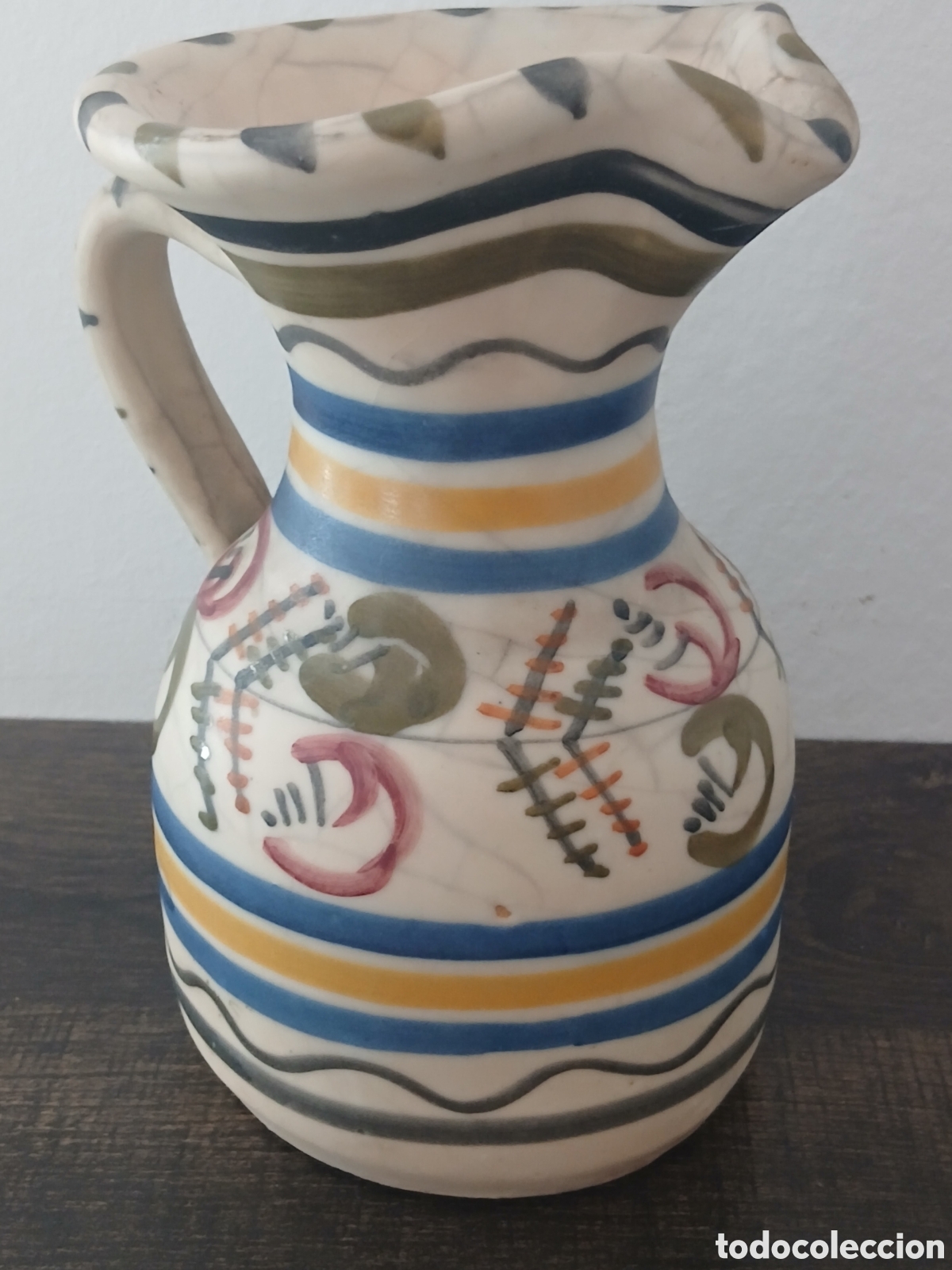 Vintage: Antig&uuml;edades jarra de cer&aacute;mica tradicional de Almu&ntilde;&eacute;car (Granada) - Firmada S.T.R.