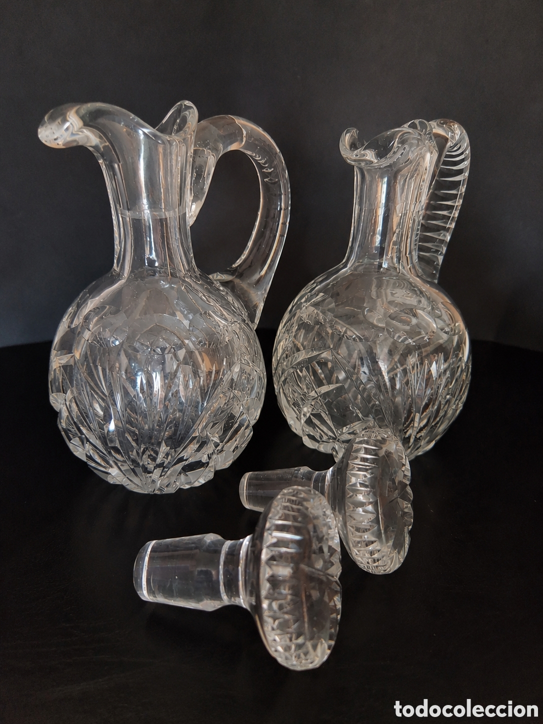 Vintage: Conjunto de vinagrera y aceitera de cristal