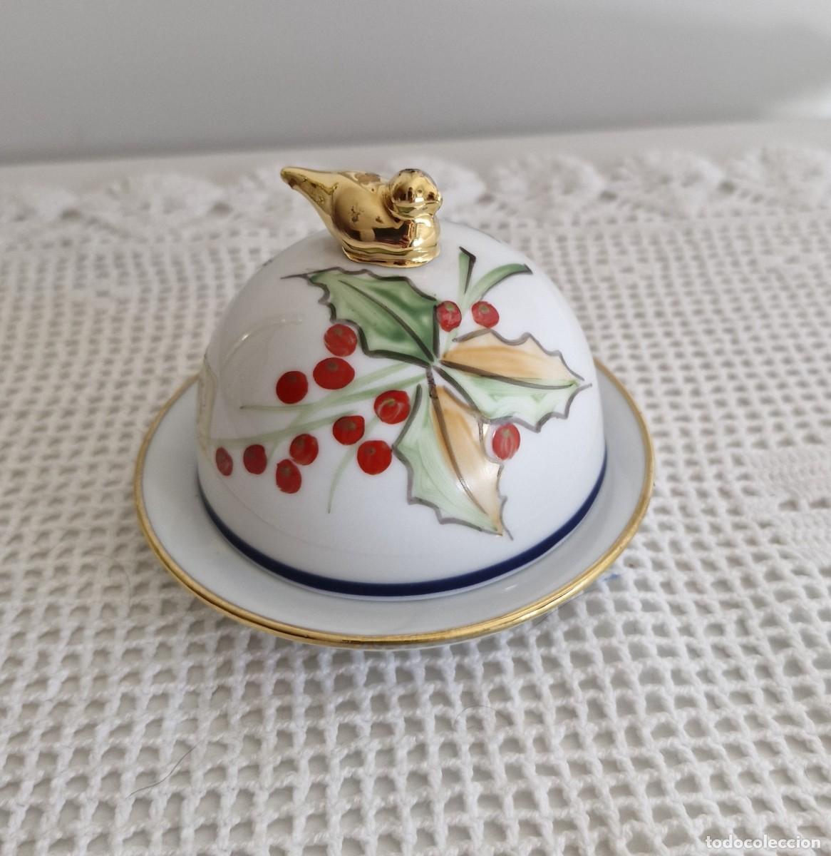 Vintage: MANTEQUERA O CAJITA PORCELANA PINTADA A MANO