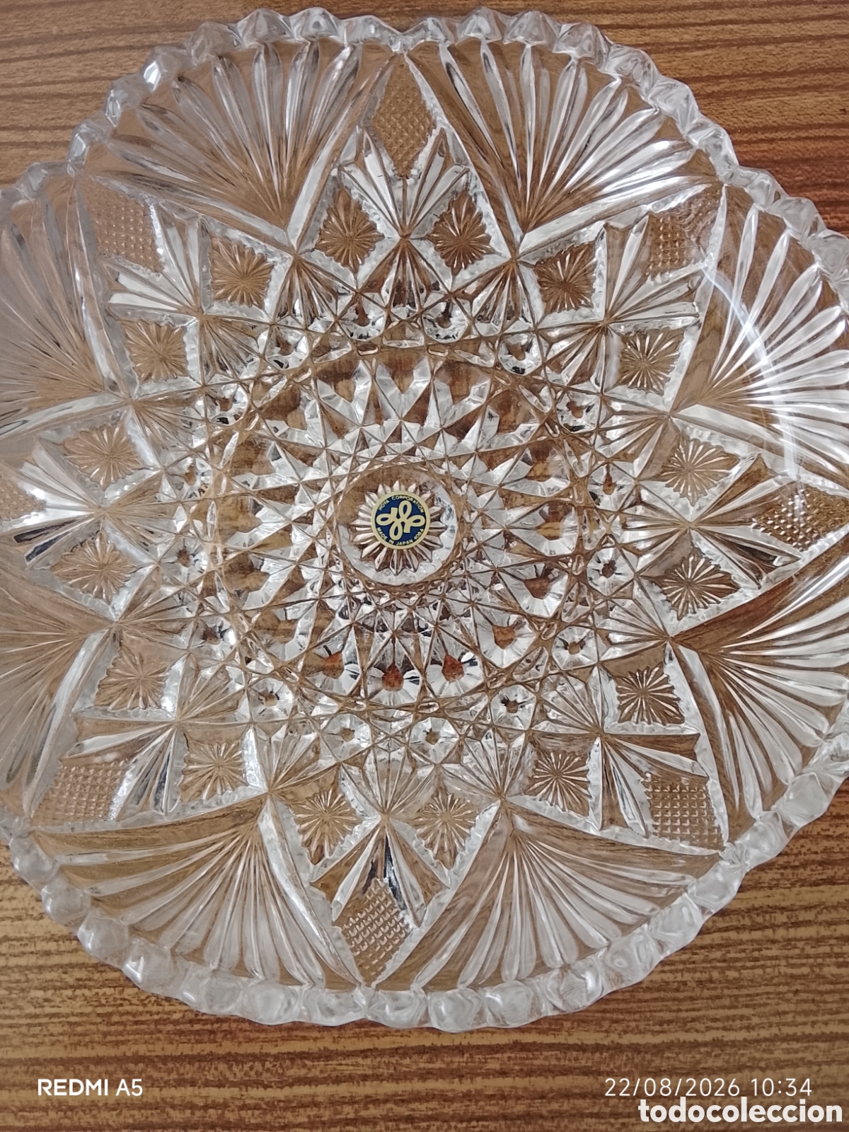 Vintage: Frutero de cristal tallado marca Hoya japones. A&ntilde;os 70.