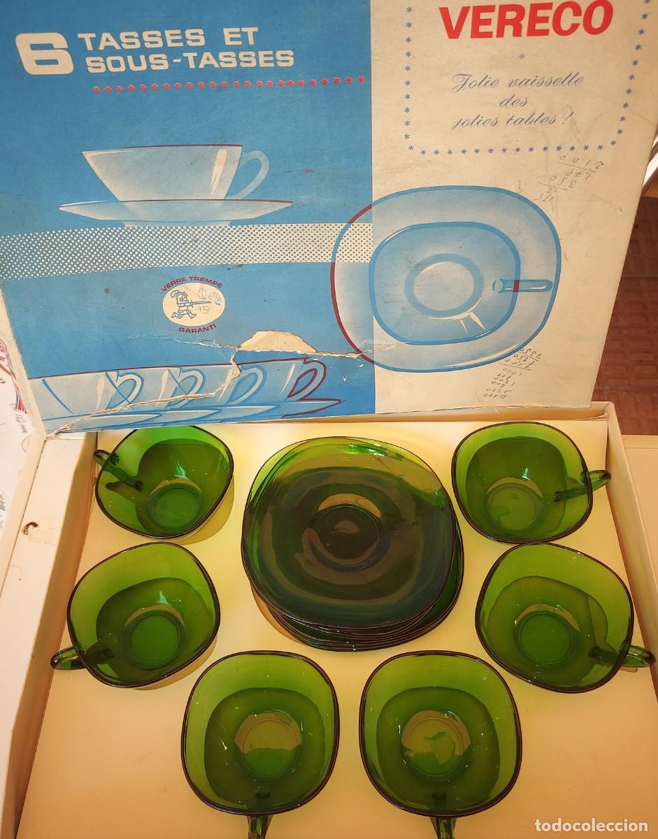 Vintage: Vajilla Vereco France , juego de cafe en su caja original, a&ntilde;os 70
