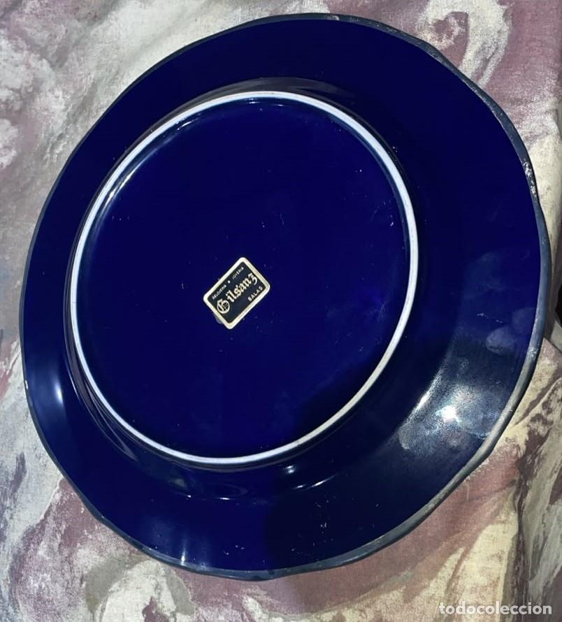 Vintage: Plato Gran Tama&ntilde;o Cer&aacute;mica Azul Cobalto y Plata de Ley - H&oacute;rreo Casona Asturiana