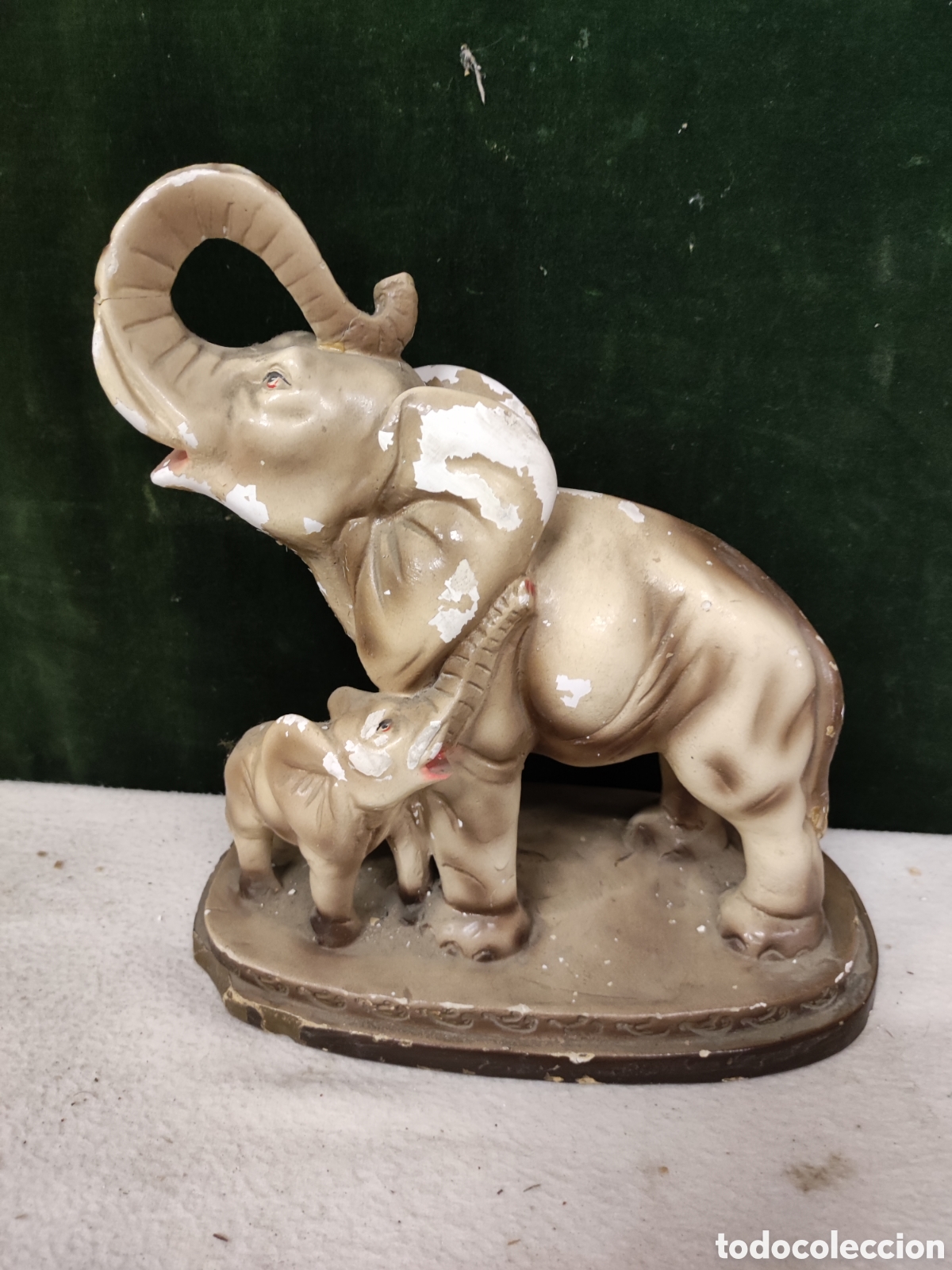 Vintage: Elefante de estuco para restaurar