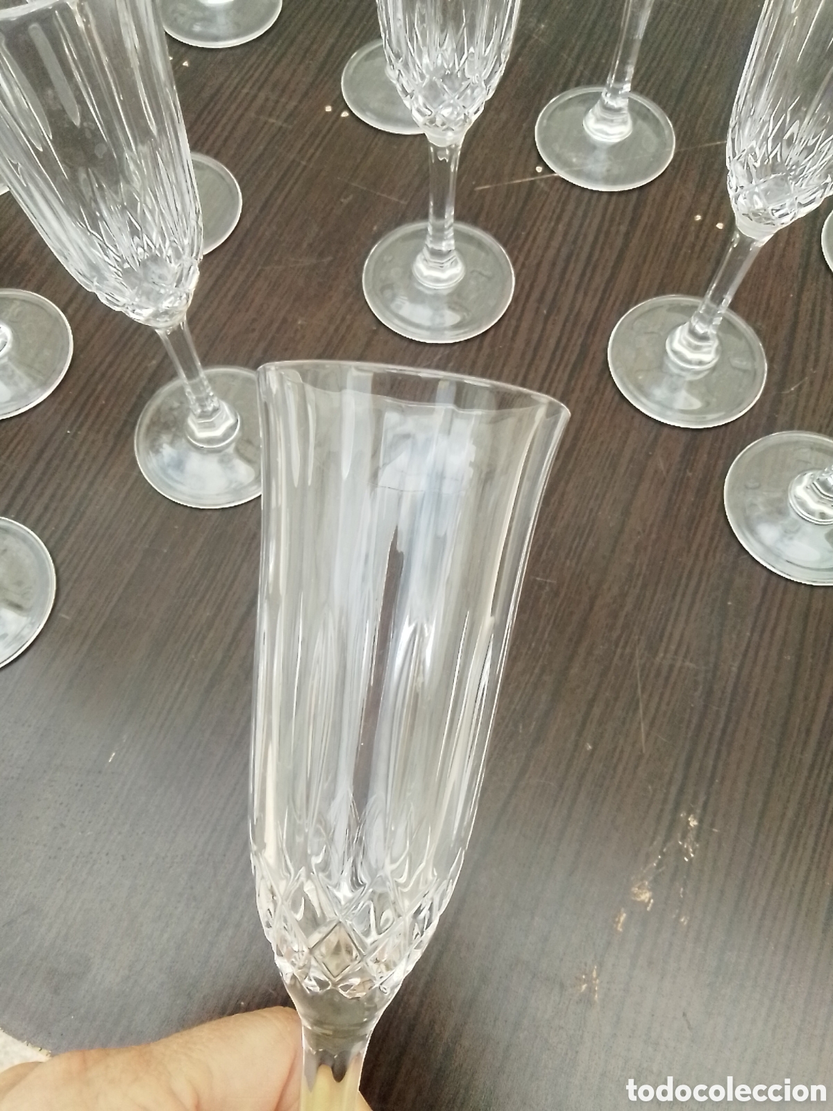 Vintage: 14 copas de cava cristal - Foto 4