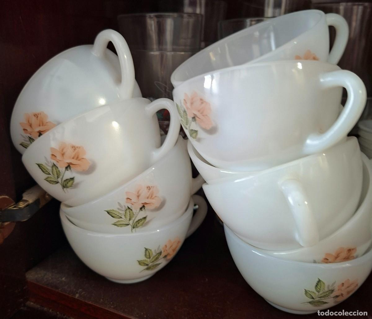 Vintage: Lote caf&eacute;/desayuno Arcopal &rdquo;Pink Rose&rdquo; vintage (24 piezas)