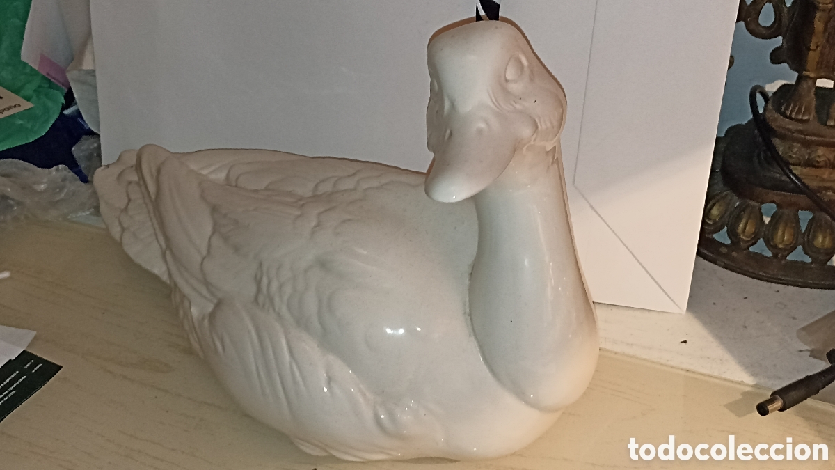 Vintage: Figura Vintage Pato de Cer&aacute;mica Blanca - Hispania CH (Made in Spain)