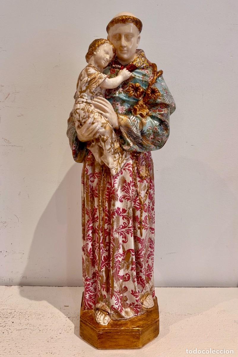 Vintage: Escultura de Santo Antonio Contempor&aacute;neo. Cer&aacute;mica. Pintada a mano