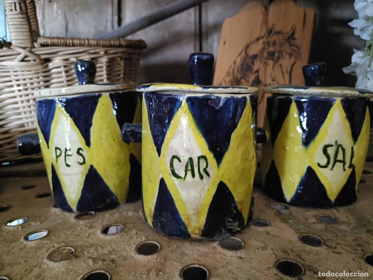 Vintage: Juego de botes cer&aacute;micos vintage (a&ntilde;os 60&ndash;80) &ndash; Pintados a mano