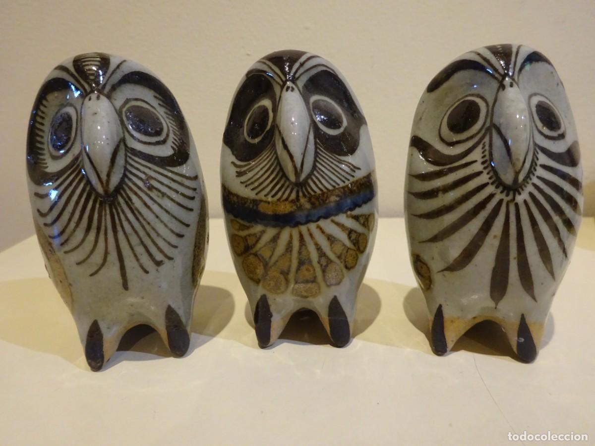 Vintage: 3 PEQUE&Ntilde;OS B&Uacute;HOS, LECHUZAS, DE PORCELANA SELLADOS EN LA BASE, A&Ntilde;OS 70