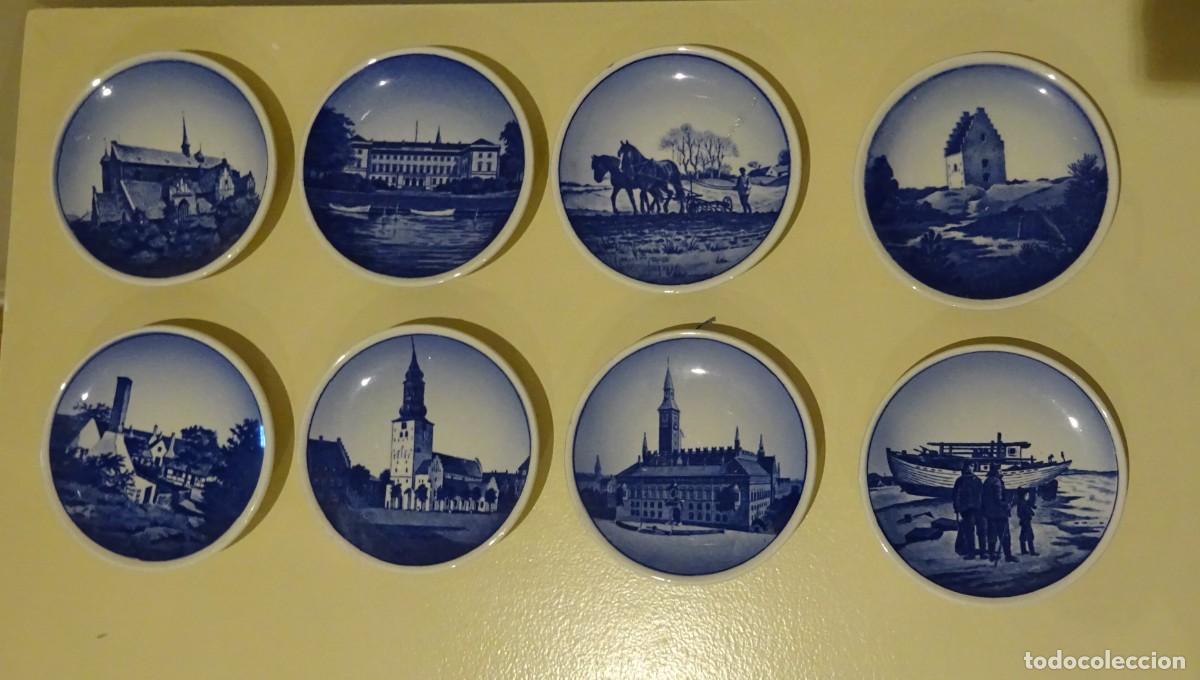 Vintage: 8 PEQUE&Ntilde;OS PLATOS PAISAJES DANESES CON SELLO ROYAL COPENHAGEN, DINAMARCA., A&Ntilde;OS 70