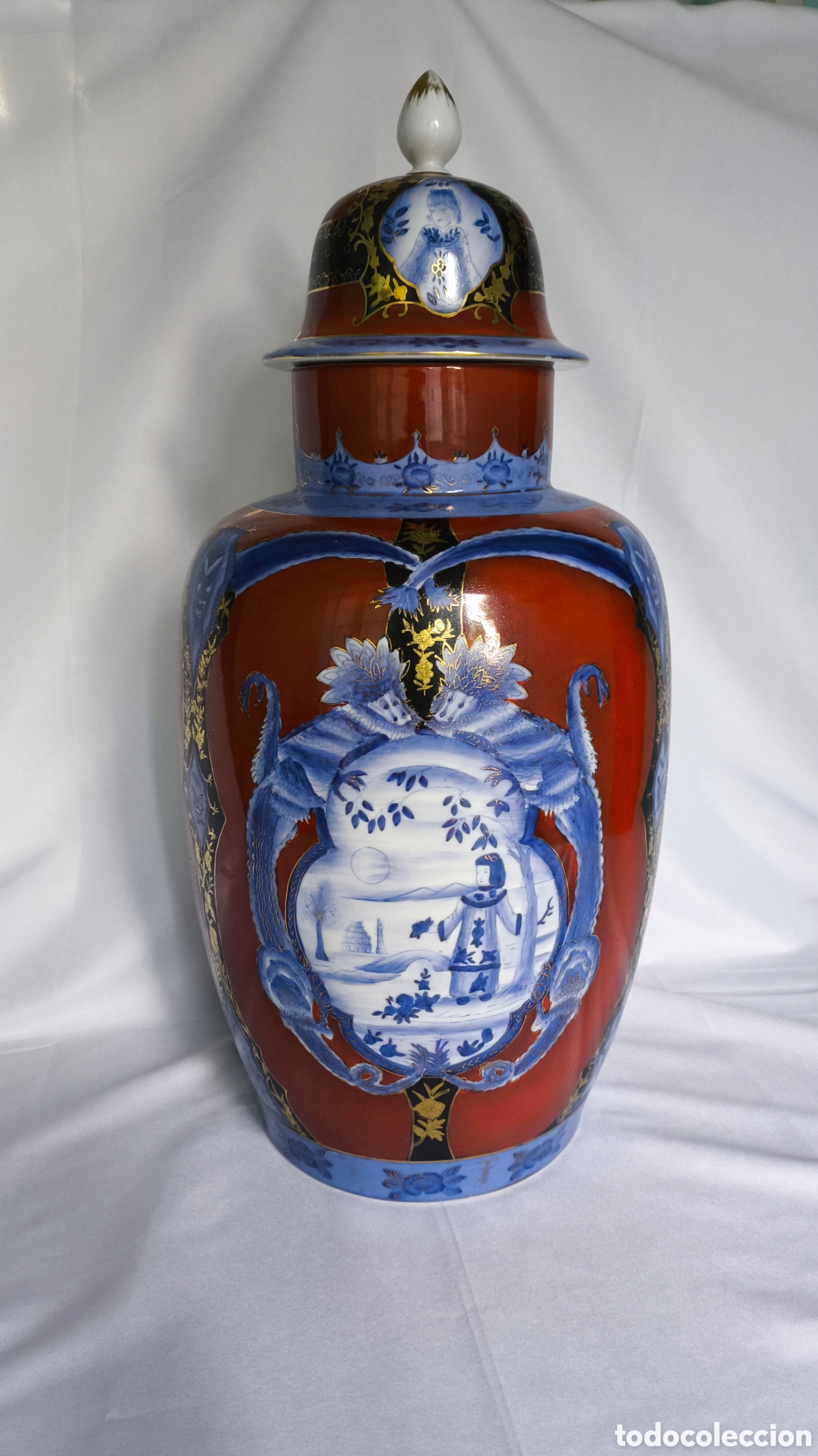 Vintage: Gran Tibor Jarr&oacute;n Porcelana Chinoisere Paris Royal