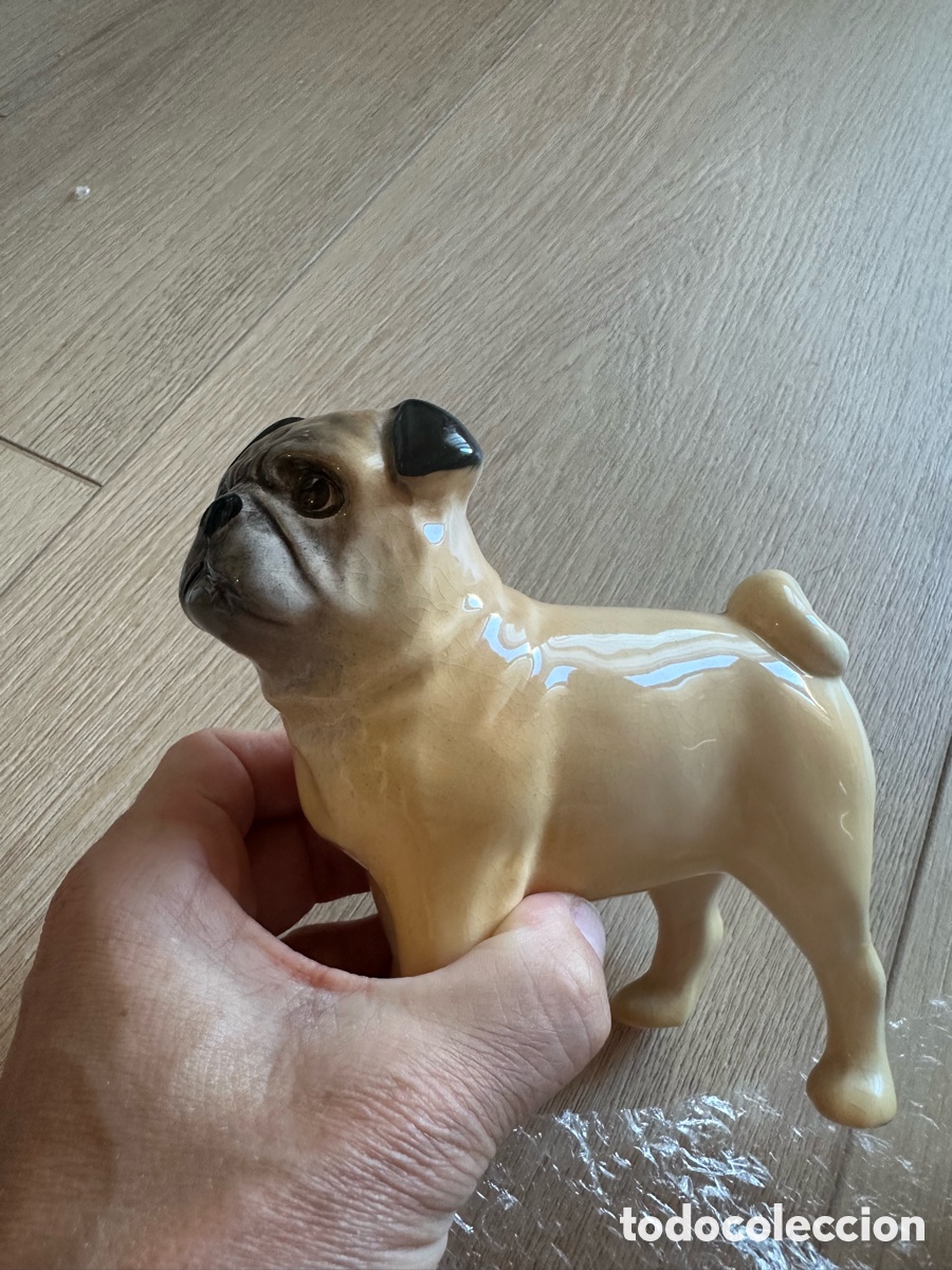 Vintage: Figura de porcelana perro carlino de la firma inglesa Sylvac