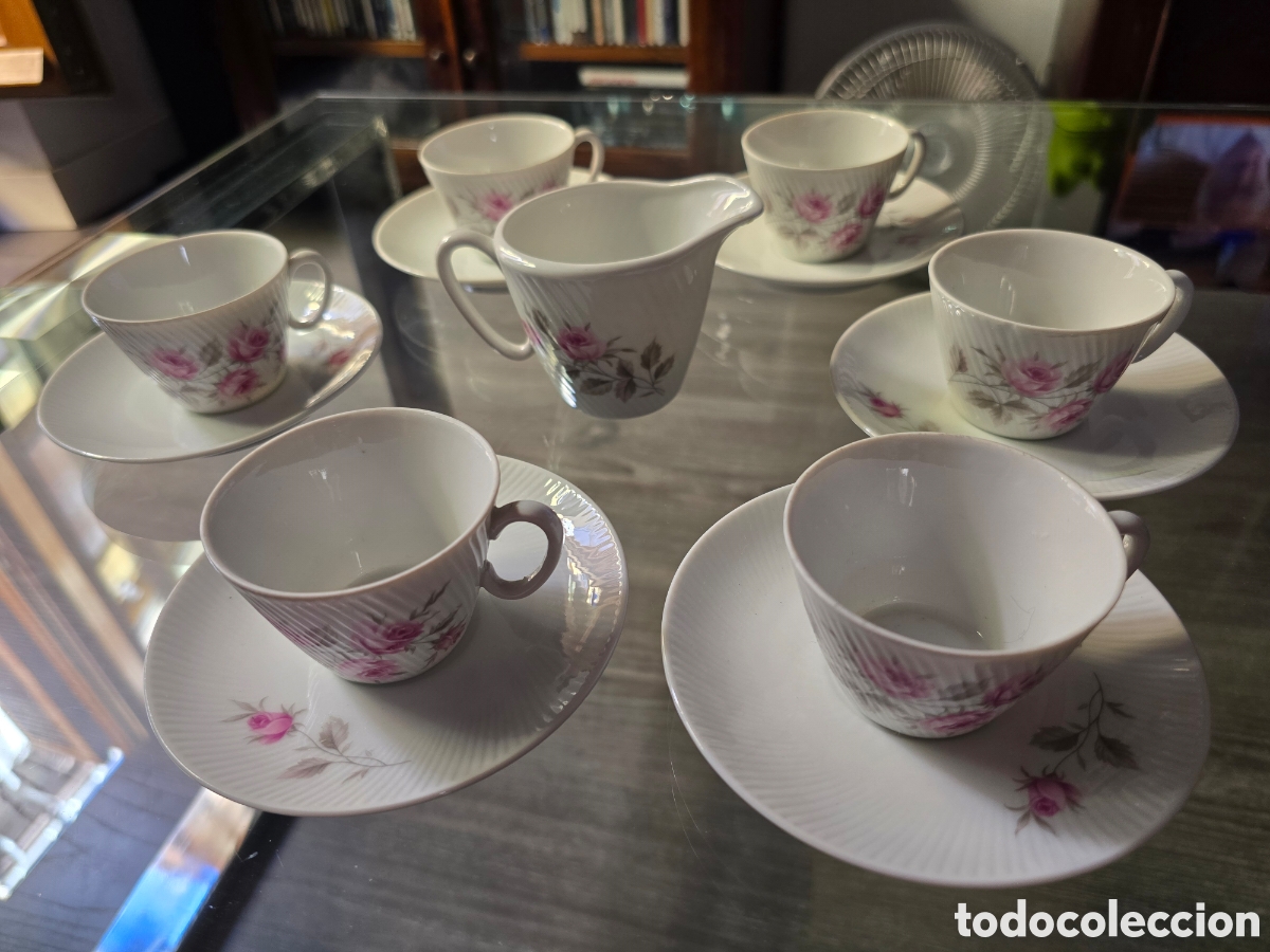 Vintage: 6 Tazas caf&eacute; y lechera MAH VIGO SANTA CLARA