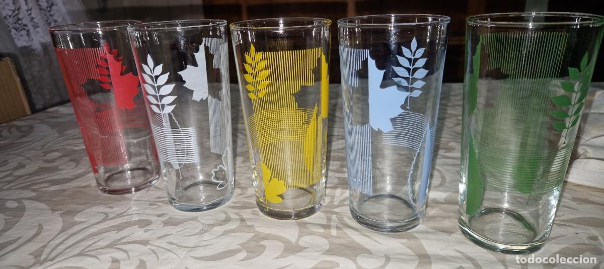 Vintage: LOTE 5 VASOS TUBO ALTOS - DECORACI&Oacute;N FLORAL COLORES, A&Ntilde;OS 60,70