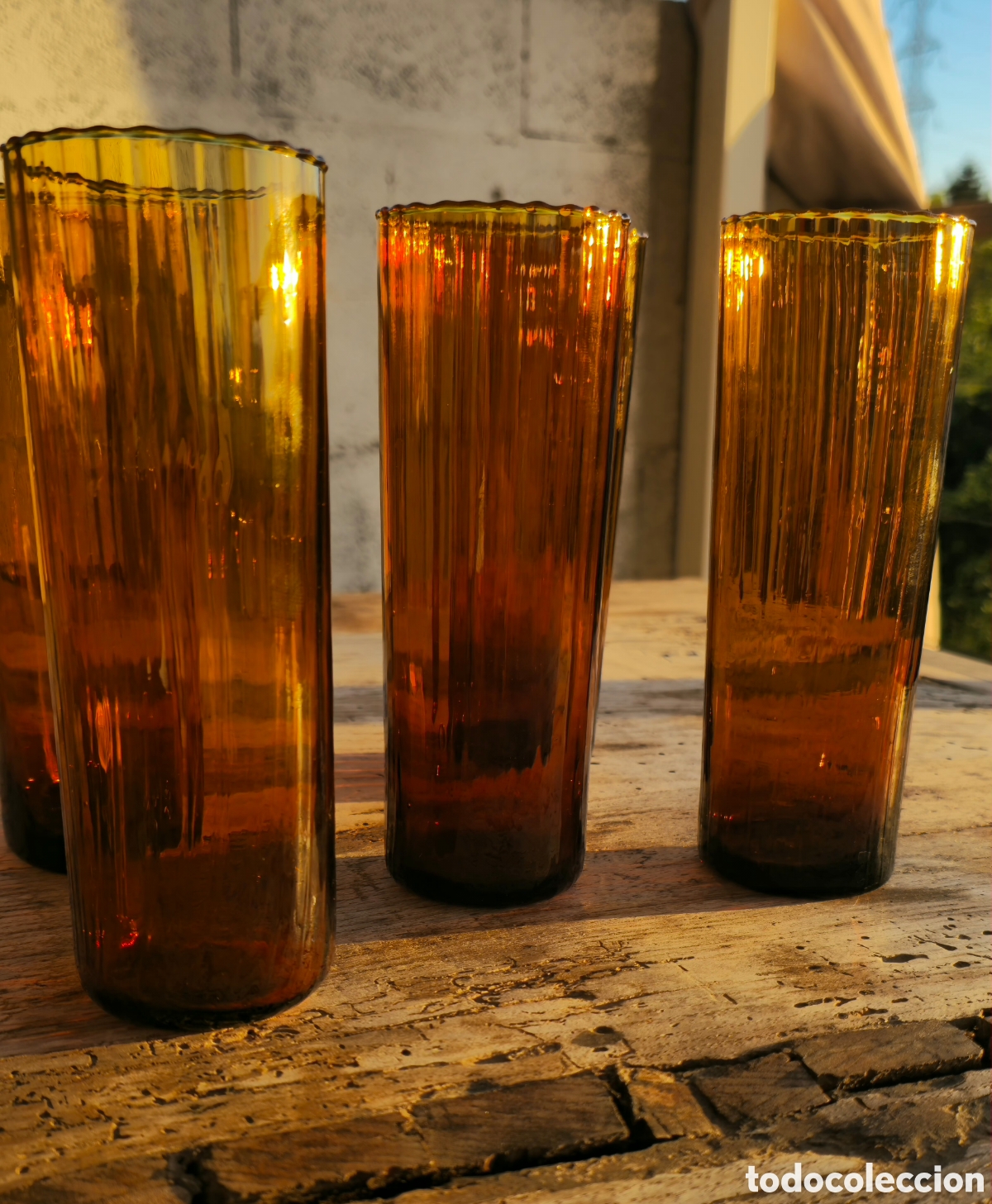 Vintage: Set de 5 vasos vintage ambar