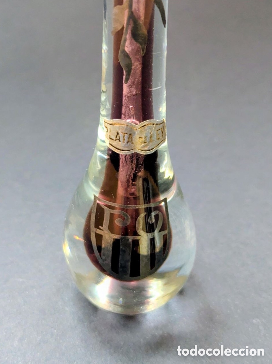 Vintage: B&uacute;caro vintage Monasterio de Poblet 16cm. Cristal con plata de ley