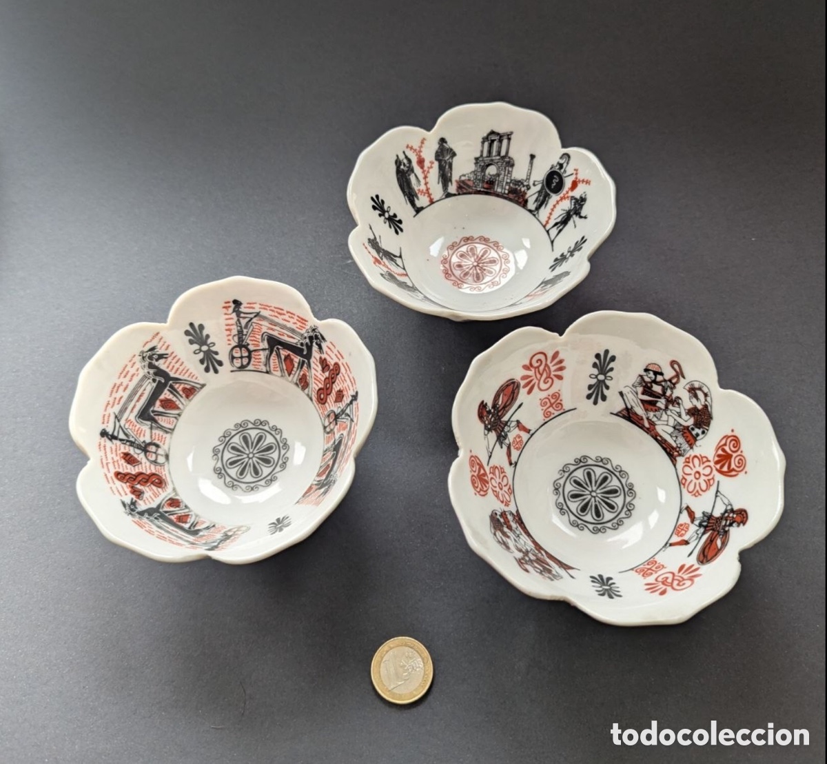Vintage: Lote de 3 cuencos vintage Made in Greece by N. Leontaritis A&ntilde;os 70