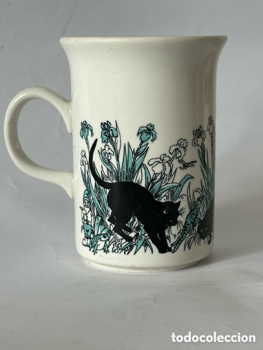 Vintage: Taza Vintage Churchill England - Gatos Negros en el Jard&iacute;n