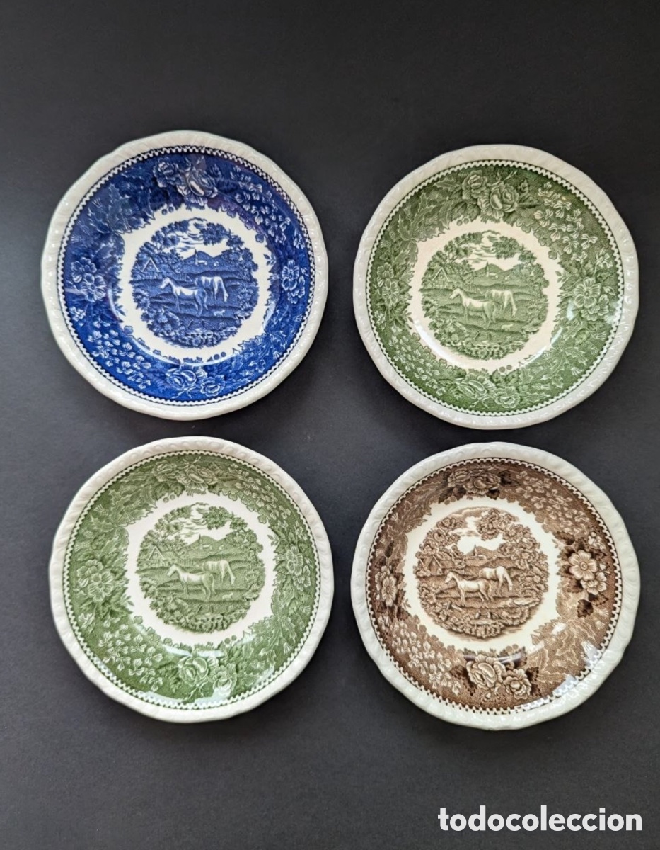 Vintage: 4 cuencos vintage. English Scenic Adams Ironstone 13x3