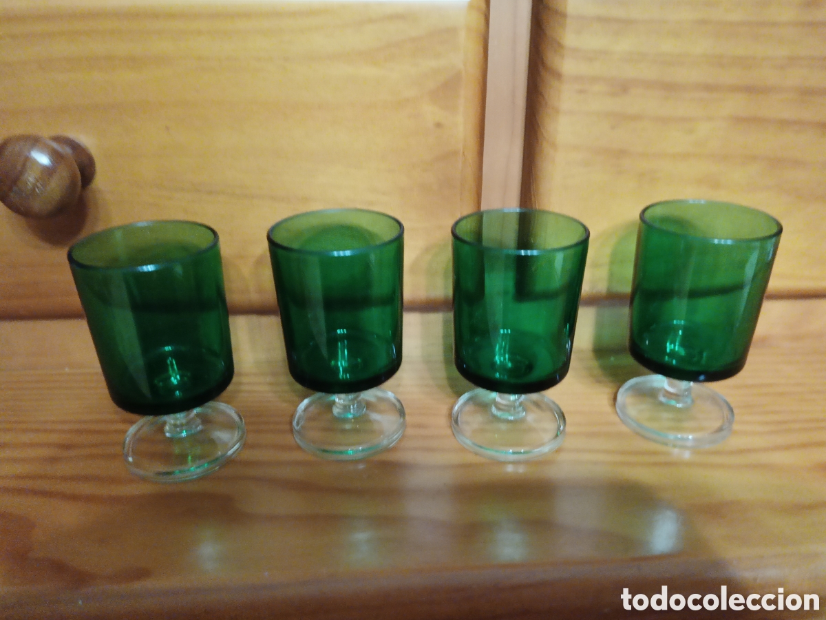 Vintage: 4 copas verdes de los a&ntilde;os 60