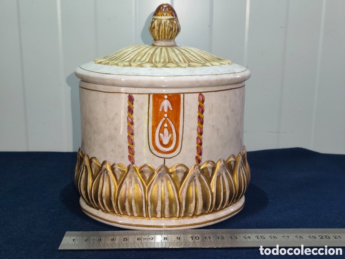 Vintage: Caja / Bombonera de Cer&aacute;mica Benlloch Espa&ntilde;a Vintage con Tapa