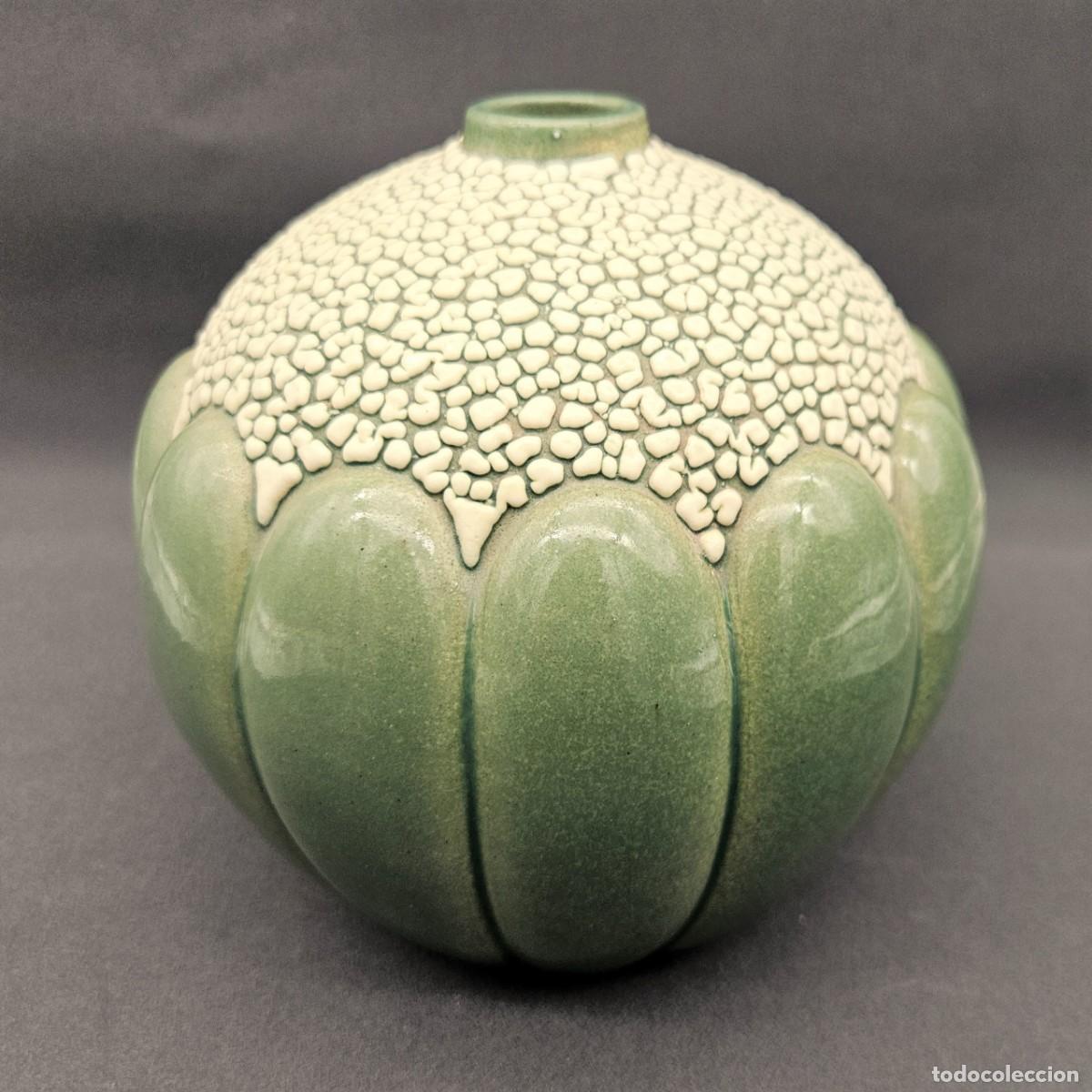 Vintage: Florero art deco de cer&aacute;mica de Saint-Cl&eacute;ment / Modelo 712. 1930 - 1935