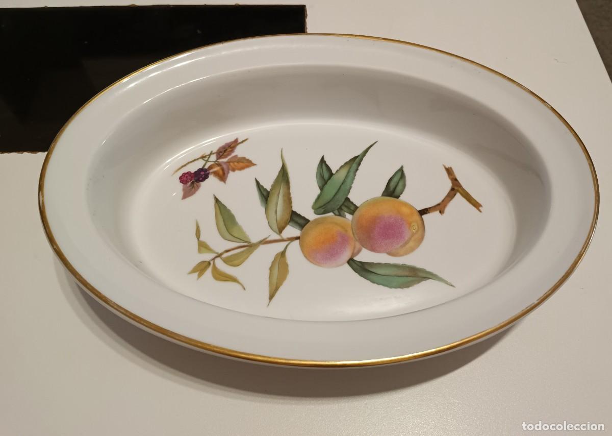 Vintage: BONITA FUENTE OVALADA DE PORCELANA FINA ROYAL WORCESTER, PATR&Oacute;N EVESHAM GOLD, VINTAGE DE 1961