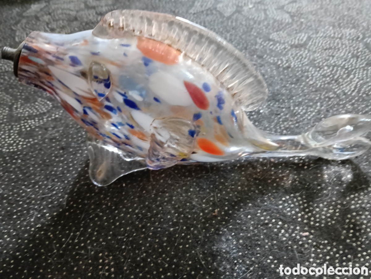 Vintage: Botella de colonia de un pez de cristal de Murano, a&ntilde;os 40-50 en buen estado mide 18 x 9 x 6 cm