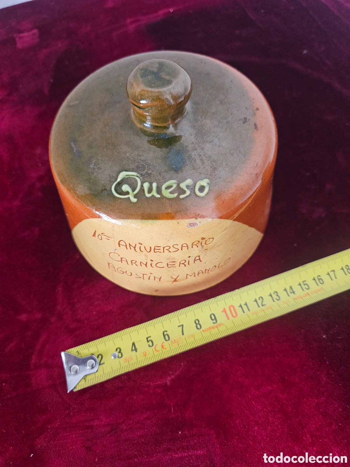 Vintage: Quesera / Campana para queso de barro vidriado artesanal (sin base) carnicer&iacute;a Agustin y manolo