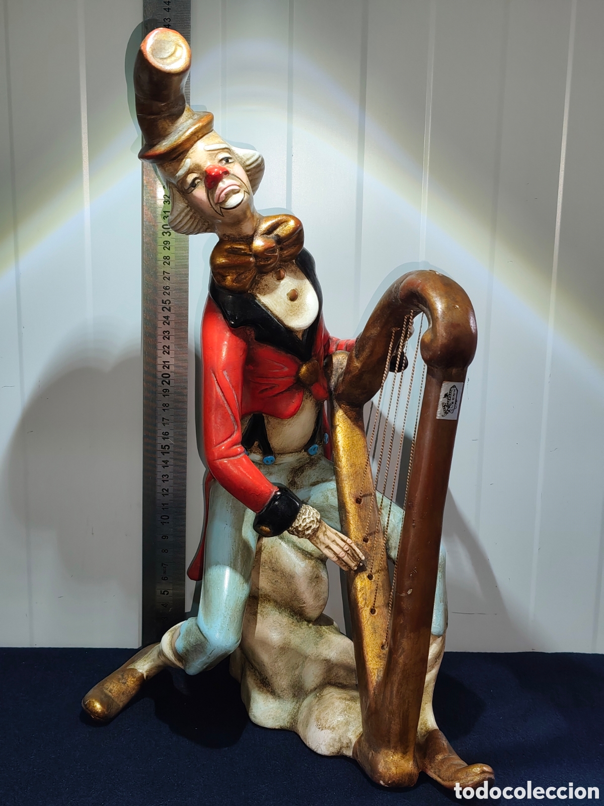 Vintage: Figura Vintage Payaso Arpista FRANJO &ndash; Cer&aacute;mica/Resina (40 cm)