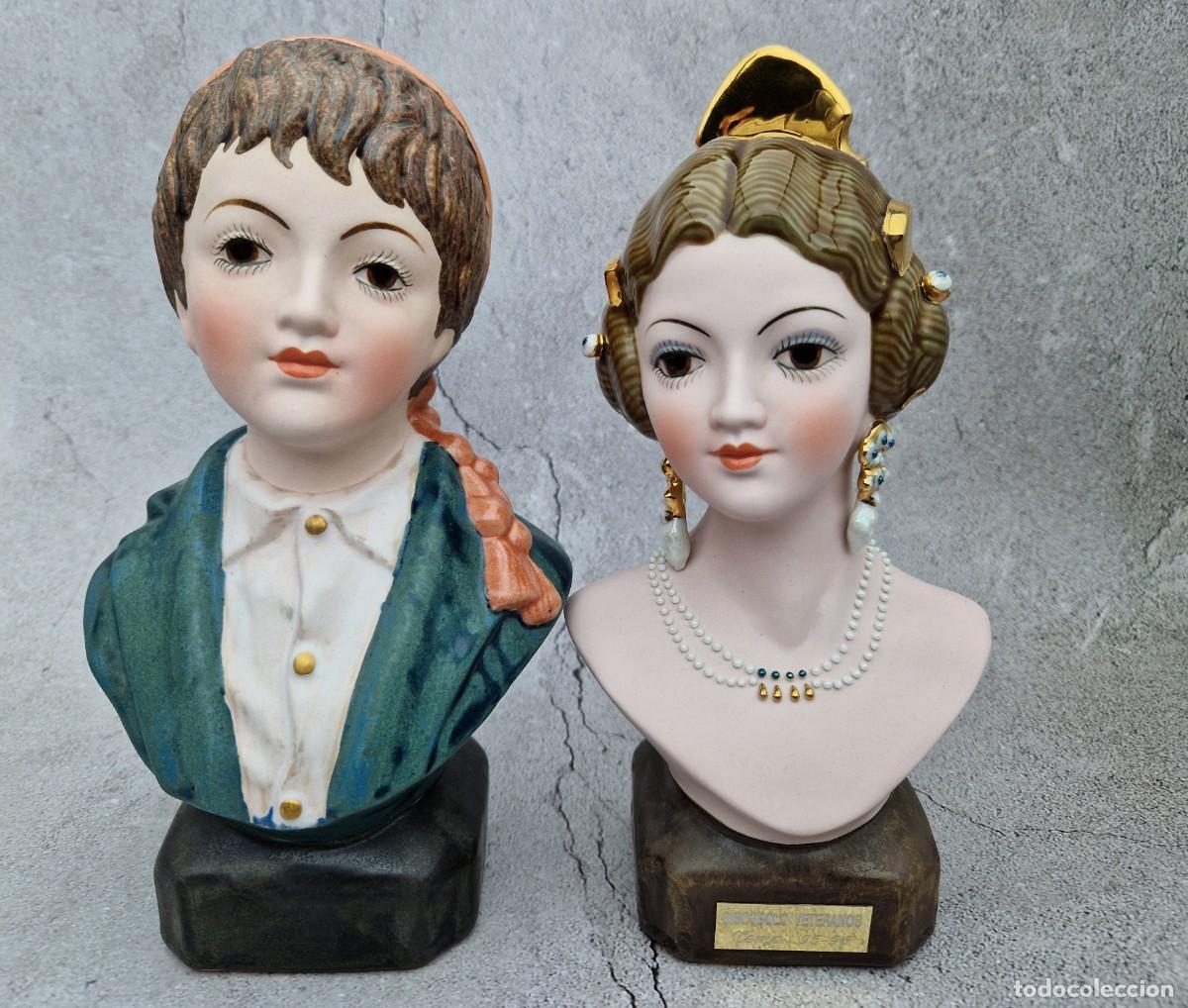 Vintage: Pareja de bustos de porcelana ARMAN &ndash; Estilo cl&aacute;sico espa&ntilde;ol &ndash; Temporada 1995-96 &ndash; Vintage