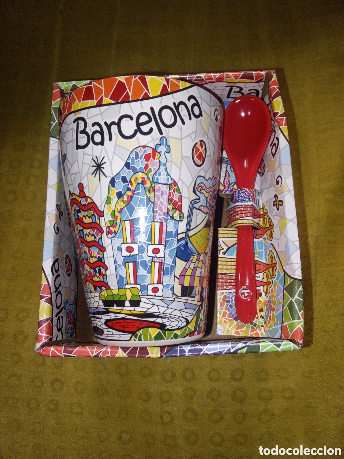 Vintage: TAZA DE BARCELONA MUY BONITA CON CUCHARA