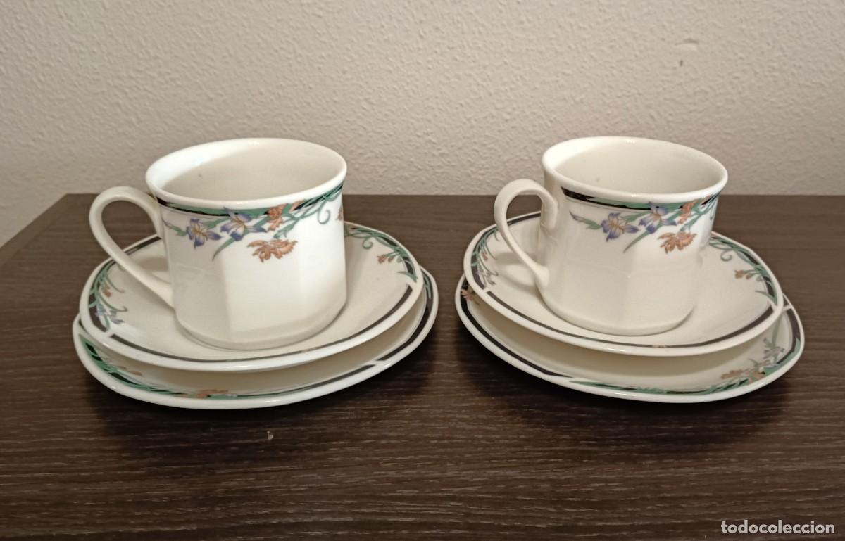 Vintage: BONITO JUEGO DE DOBLE TR&Iacute;O DE T&Eacute; DE PORCELANA FINA ROYAL DOULTON PATR&Oacute;N JUNO, VINTAGE