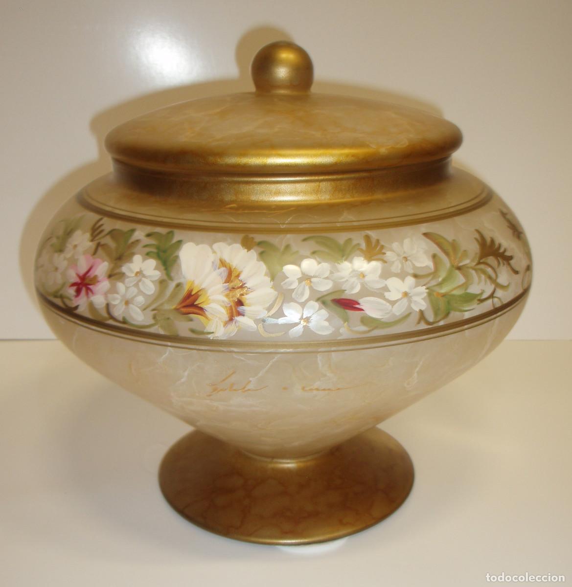 Vintage: VINTAGE. CENTRO DE VIDRIO CON TAPA. ANCHO 30 CM........................... CON DESCUENTO DEL 50%