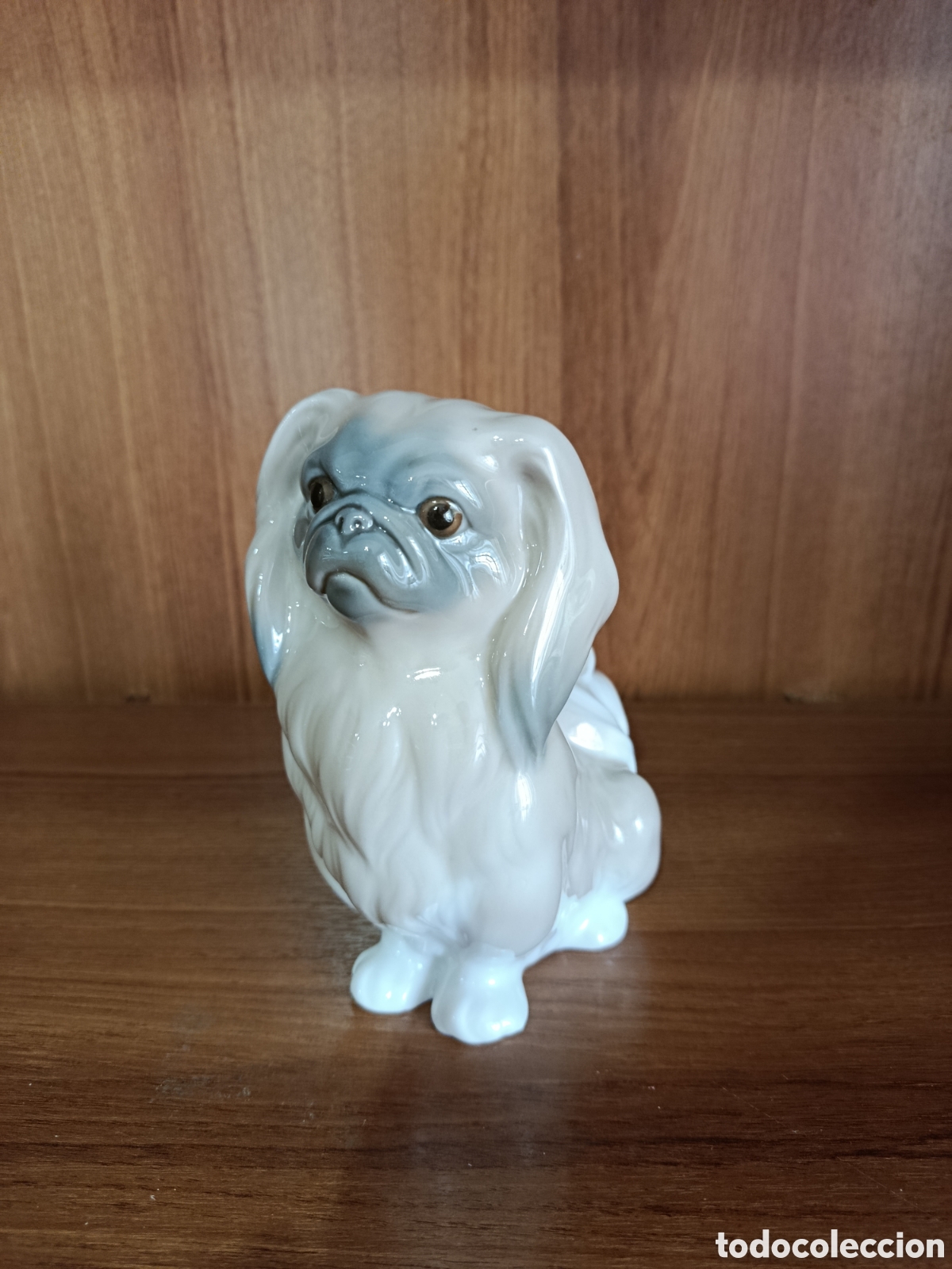 Vintage: Figura Vintage Lladr&oacute; Perro Pequin&eacute;s Porcelana
