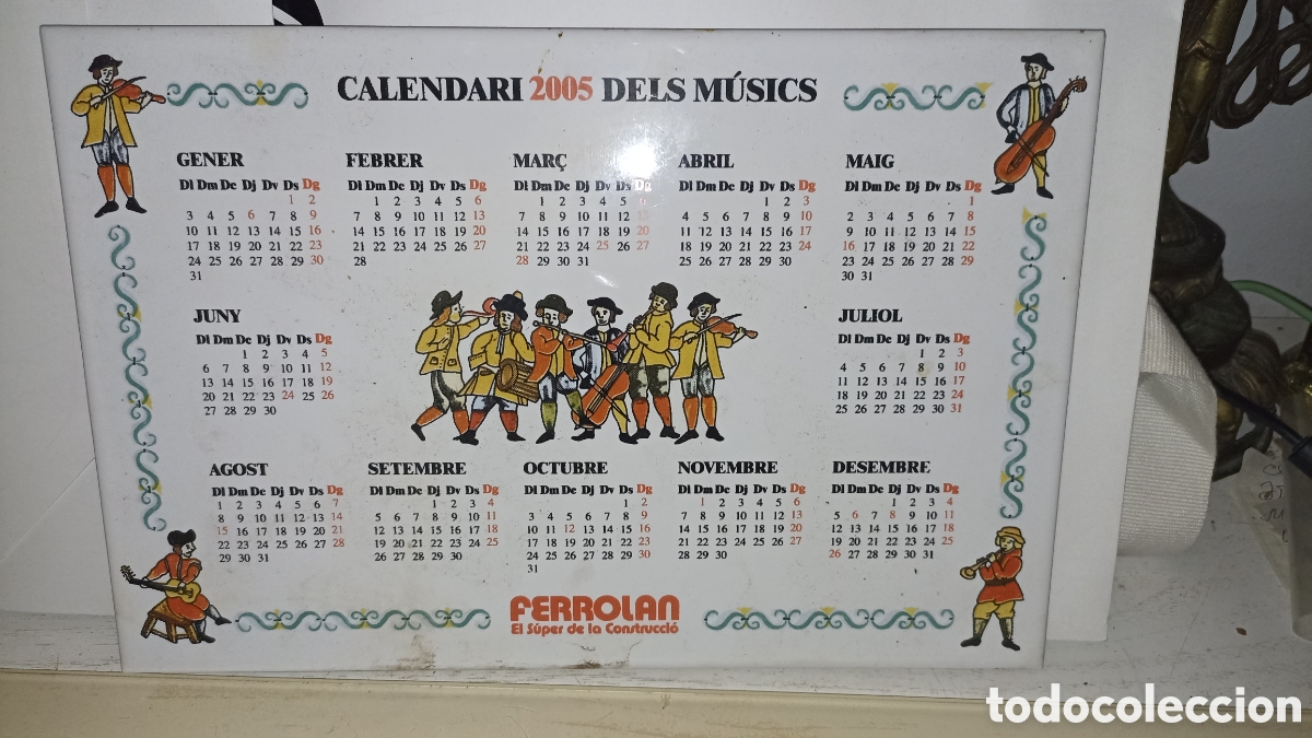 Vintage: Rachola / Azulejo Cer&aacute;mico &rdquo;Calendari dels M&uacute;sics 2005&rdquo; - Ferrolan (31 x 20 cm)
