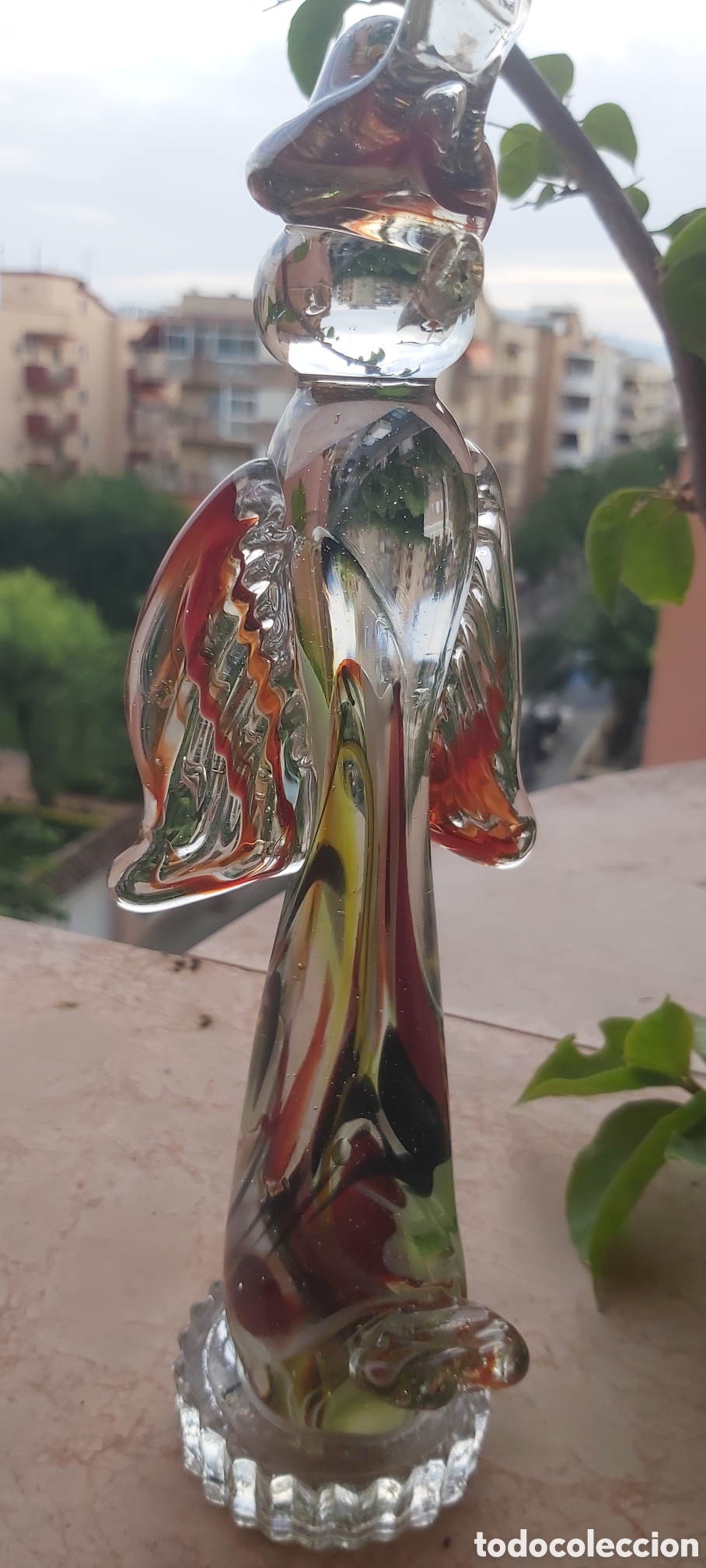 Vintage: Escultura Vintage Ave Ex&oacute;tica Cristal Murano - Altamente Reactiva Luz Negra UV (Cadmio / Rojo Ne&oacute;n)