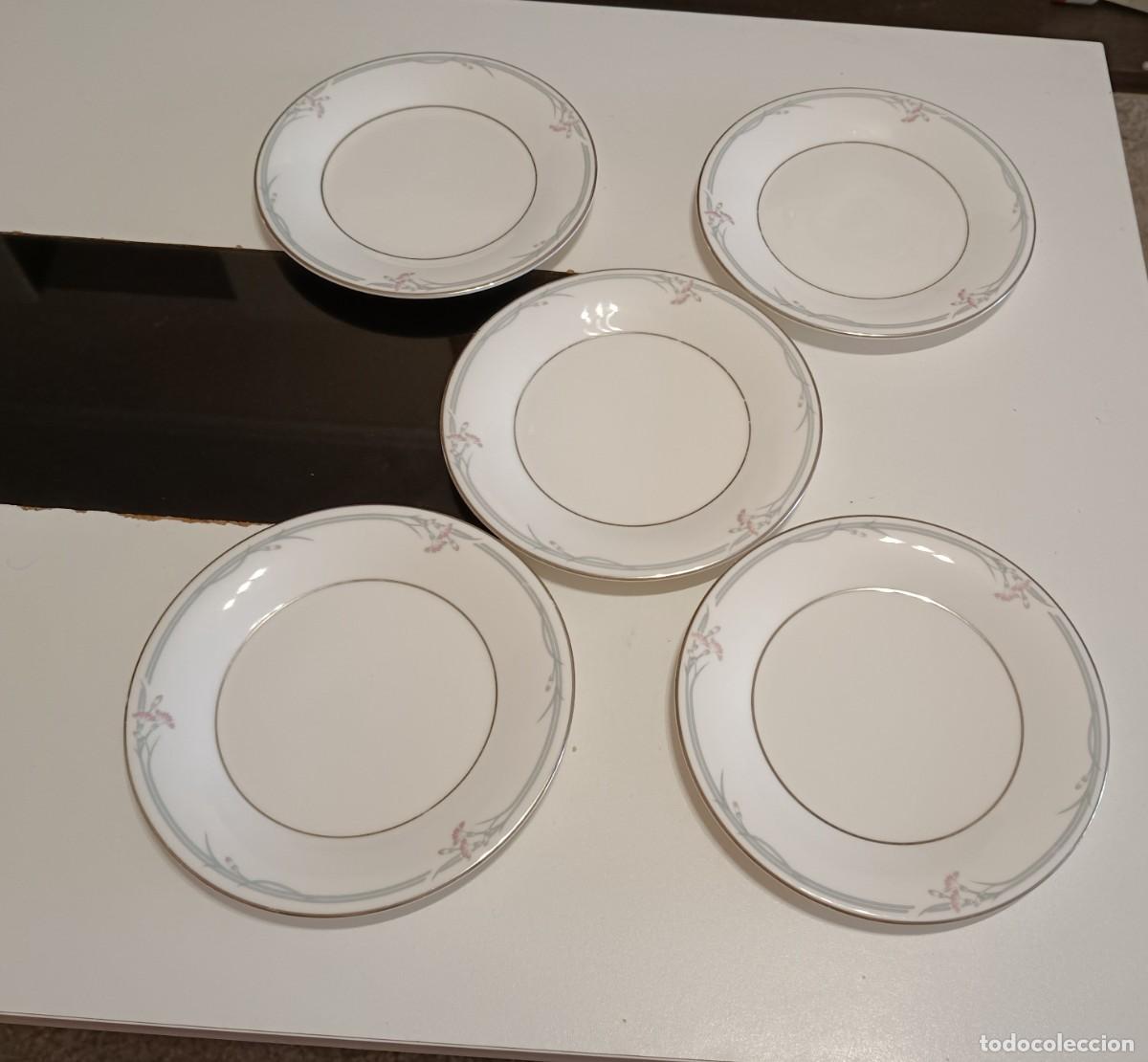 Vintage: PRECIOSO CONJUNTO DE 5 PLATOS PARA PAN O MANTEQUILLA DE PORCELANA FINA,ROYAL DOULTON,PATR&Oacute;N CARNATIO