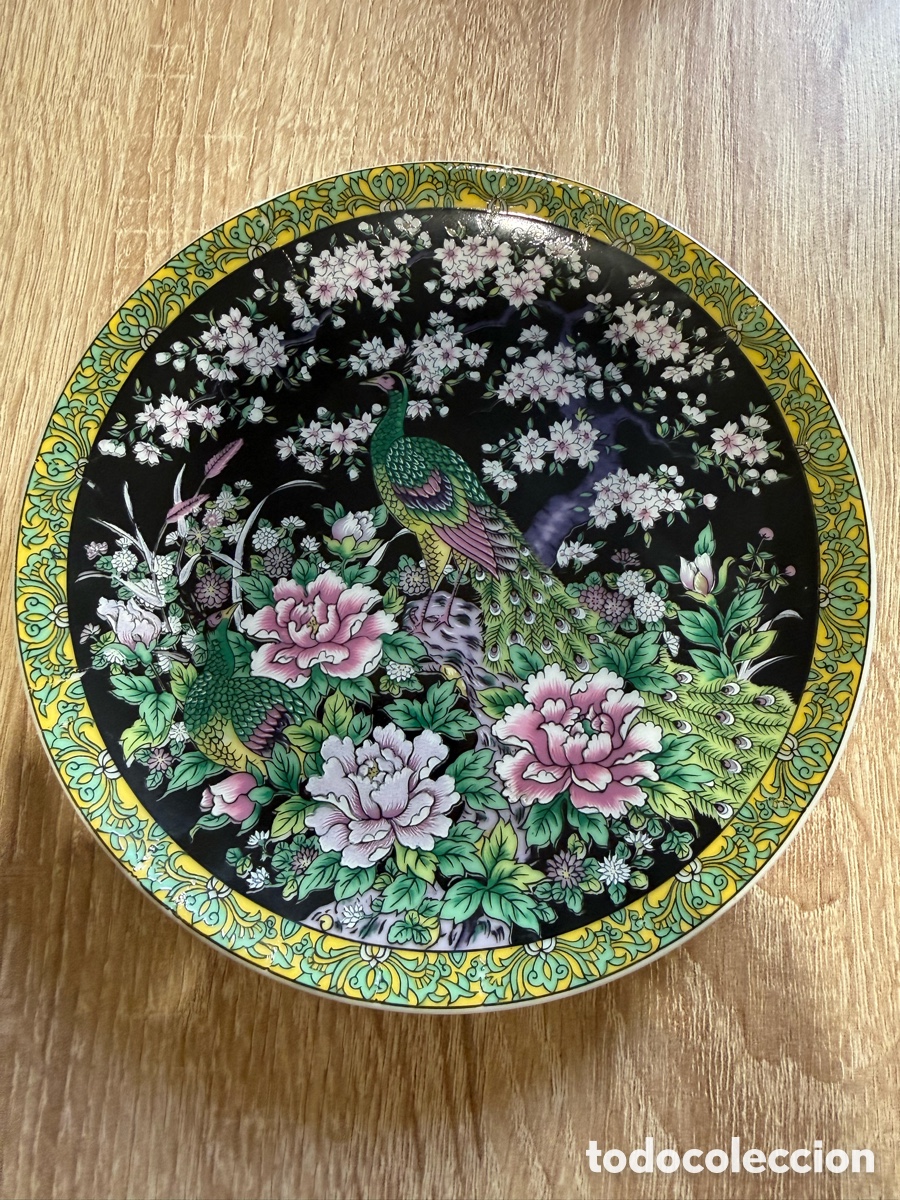 Vintage: Plato japon&eacute;s vintage estilo Satsuma &ndash; pavos reales y flores &ndash; porcelana &ndash; Jap&oacute;n