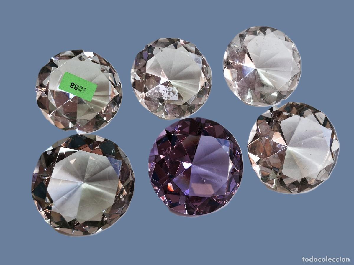 Vintage: 6 FIGURAS DE DIAMANTES DE CRISTAL VIDRIO DECORATIVOS - 10.CM DIAMETRO X 6.CM ALTO CADA UNO