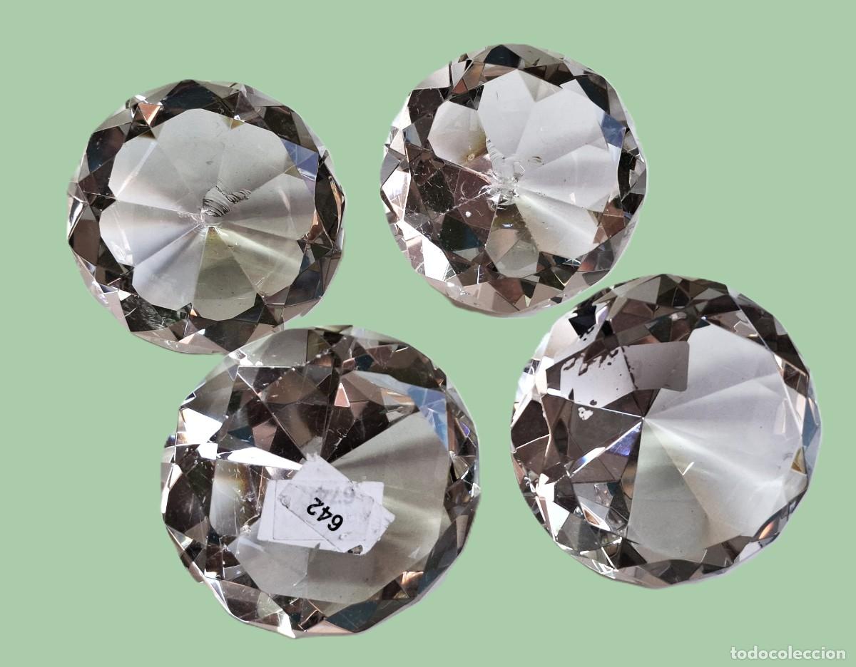 Vintage: 4 FIGURAS DE DIAMANTES DE CRISTAL VIDRIO DECORATIVOS - 13.CM DIAMETRO X 8.CM ALTO CADA UNO